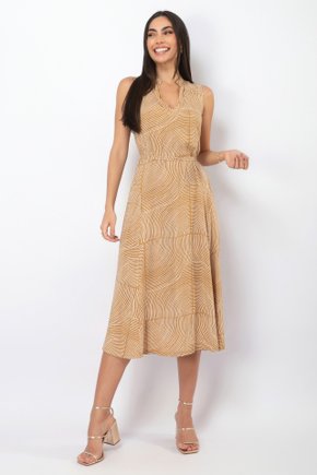 01 vestido midi campestre forrado feminino zaiko