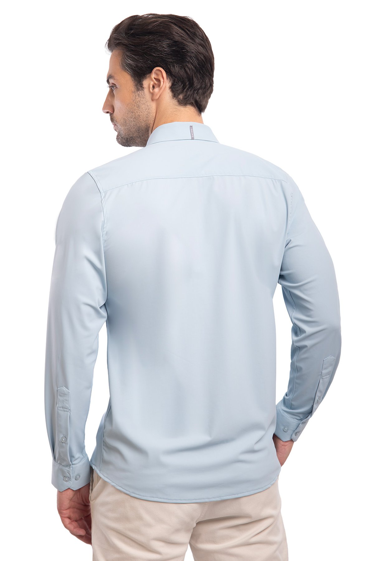 Camisa Social Ultra Tech Masculina Slim Manga Longa Azul - Zaiko