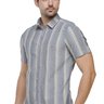 05 camisa social masculina slim listrada manga curta zaiko