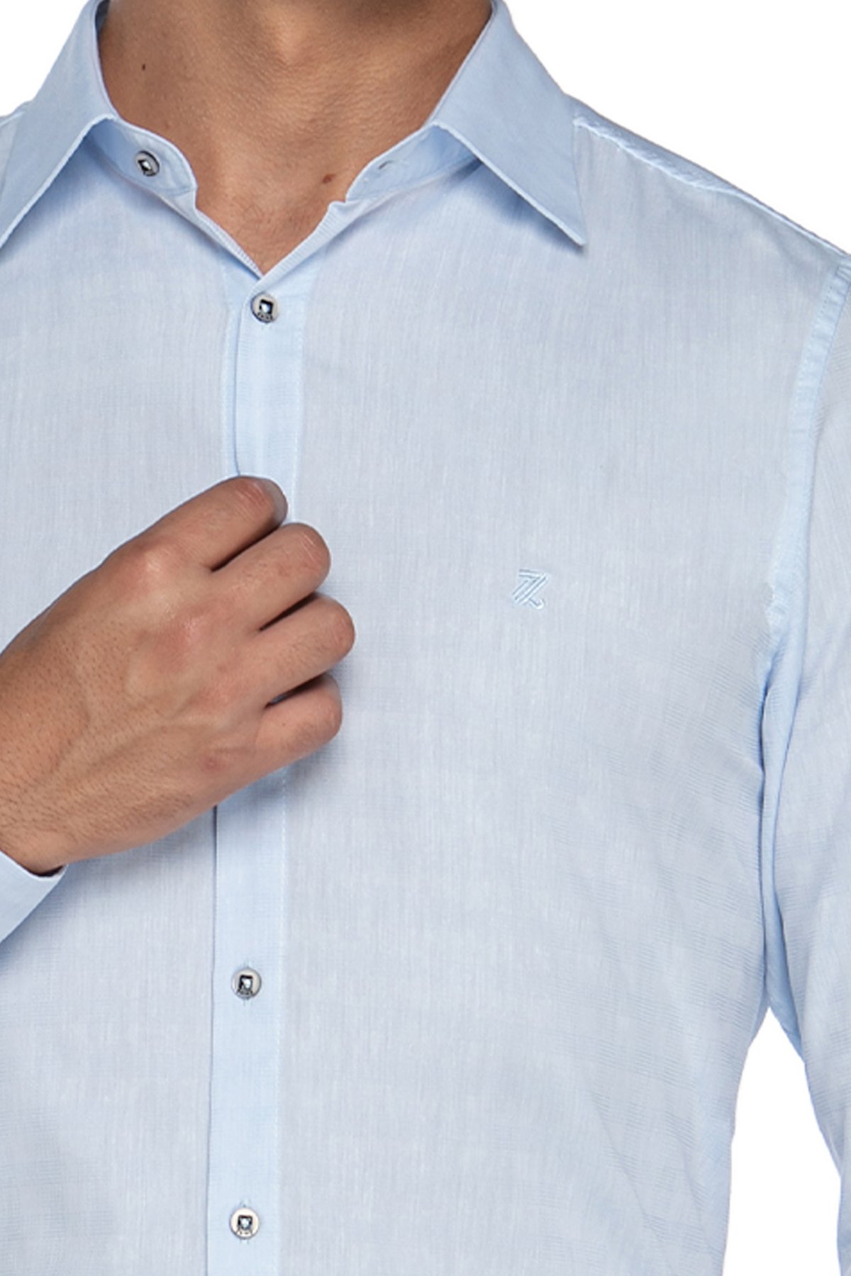 Camisa Social Masculina Algodão Pima Maquinetada Manga Longa - Zaiko