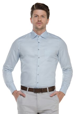 Camisa Social Masculina Slim Maquinetada Manga Longa - Zaiko