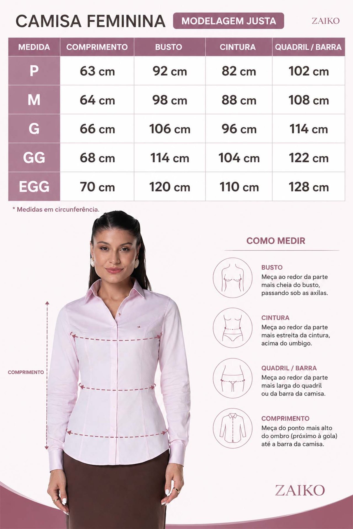 05 camisa cetim de algodao manga longa rosa feminina zaiko