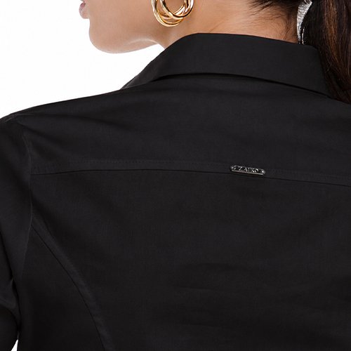 07 camisa classica premium manga longa feminina preto zaiko